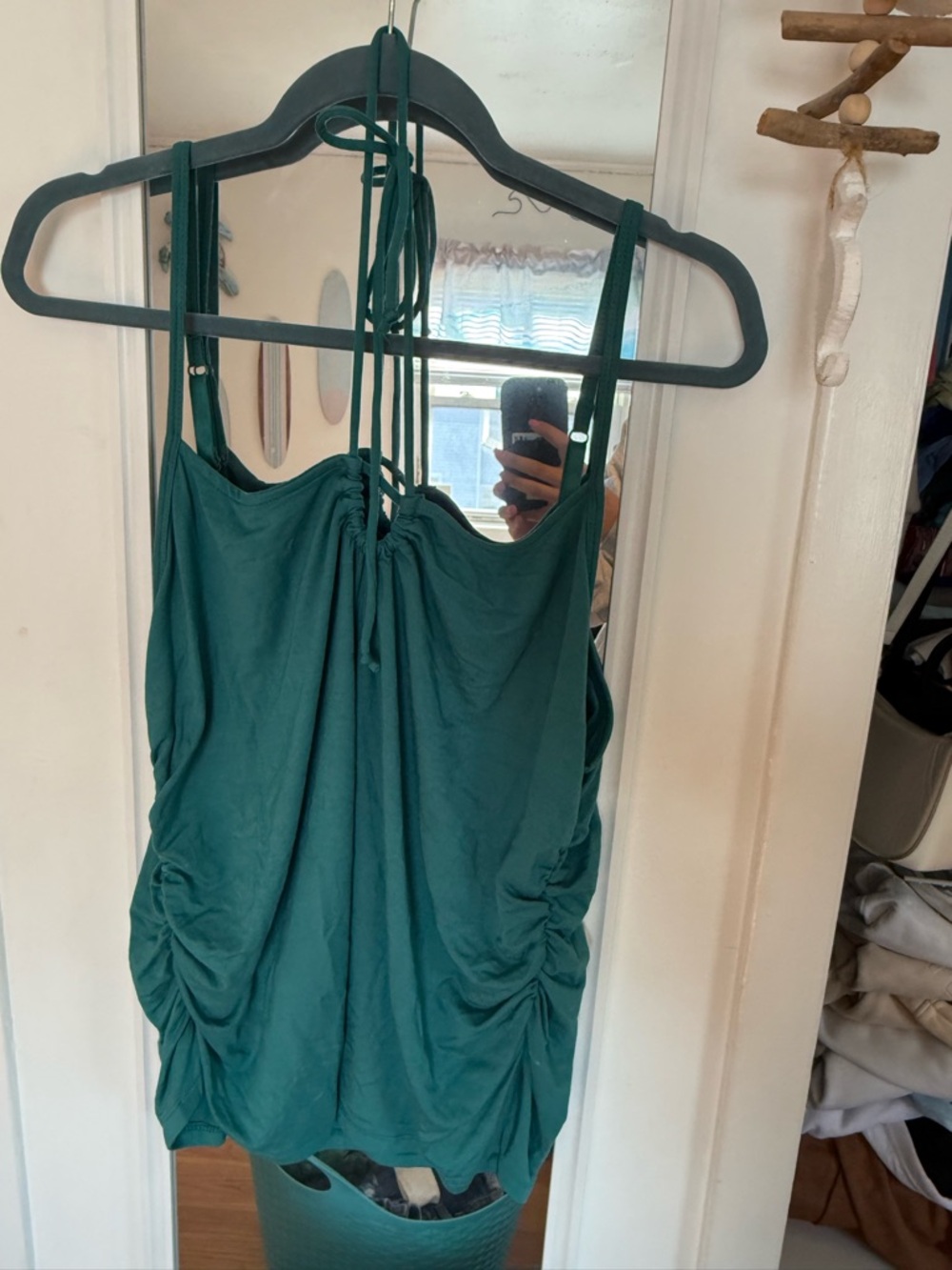 Women’s Teal Ruched Drawstring Tank Top